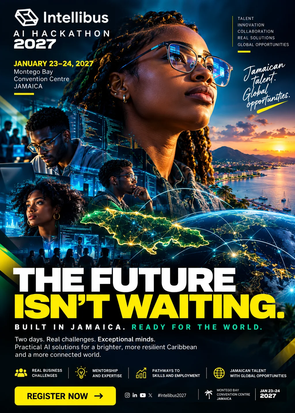 The Future Isn't Waiting — Intellibus campaign poster